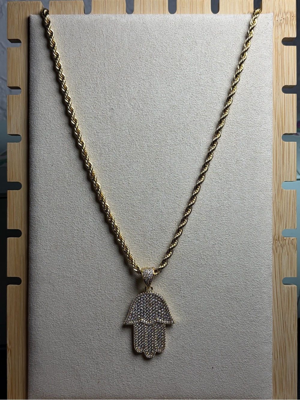 Gold Hamsa Hand Pendant Necklace - Women Jewelry